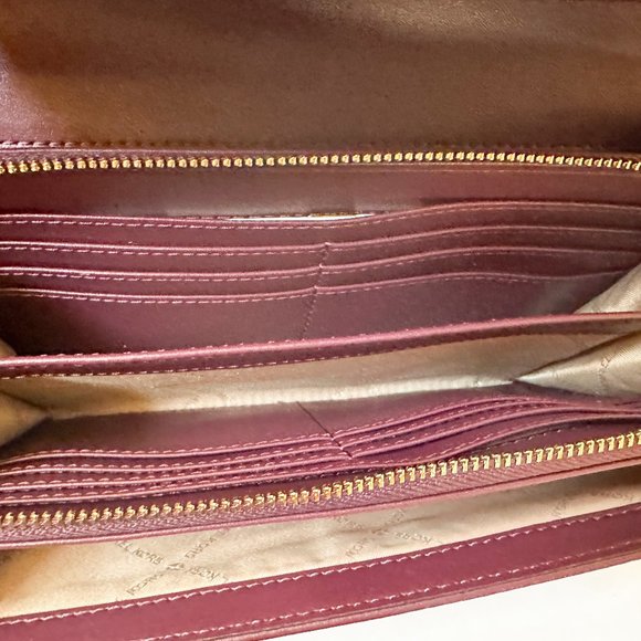 Michael Kors Jet Set Zip Around Wallet Crossbody Bag MK Glitter Gold Mulberry - Picture 14 of 15